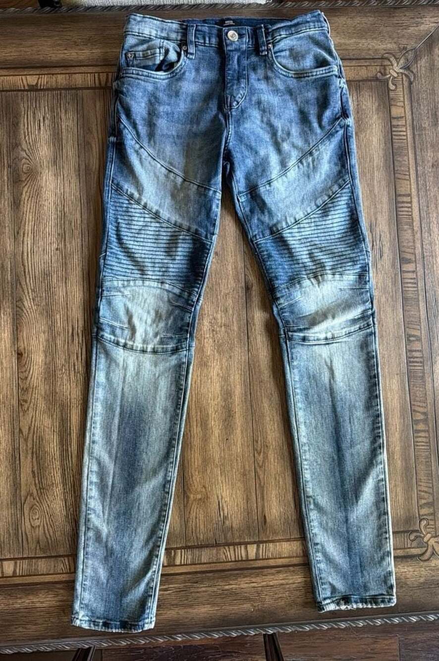 True Religion Rocco Relaxed Skinny Moto Jeans Size 28